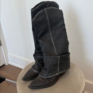 Bershka Charcoal Heeled Boots